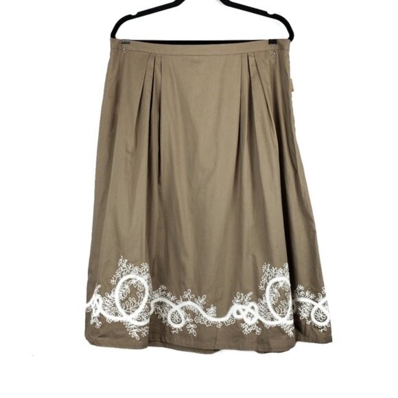 Coldwater Creek Dresses & Skirts - Coldwater Creek Womens Taupe Tan Embroidered Skirt Size L